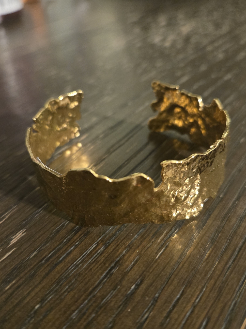 Gold Textured Open Cuff Bracelet - Women Jewelry